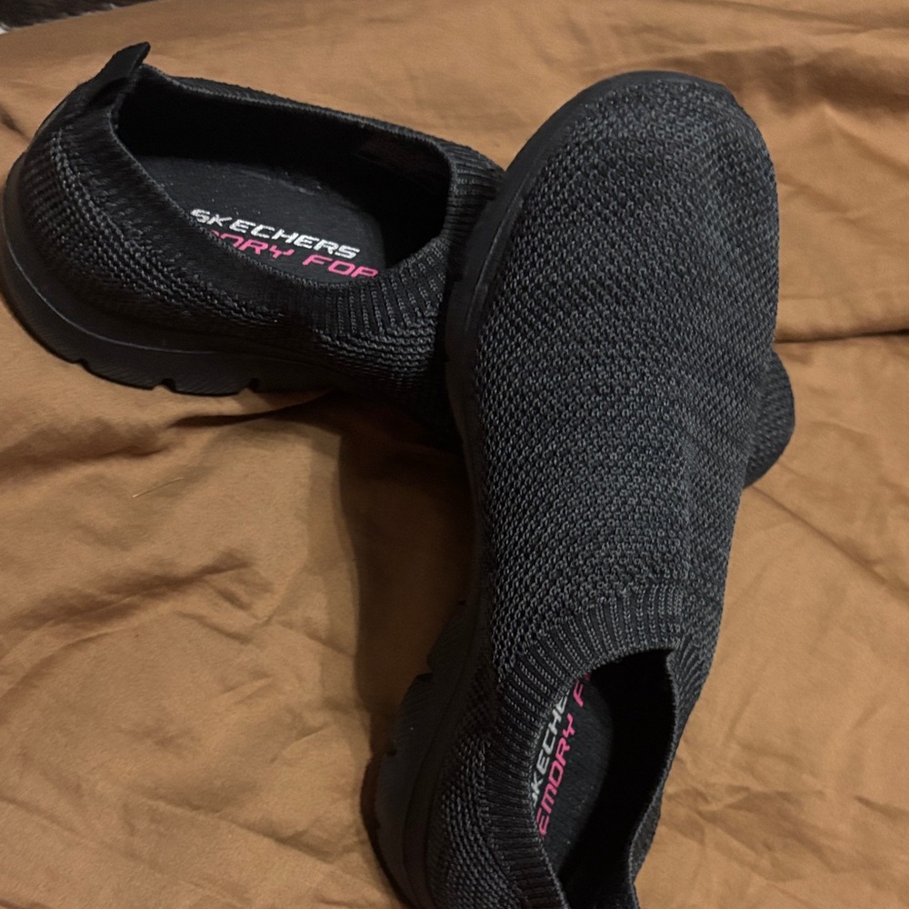 Skechers Black Knit Slip-On Shoes
